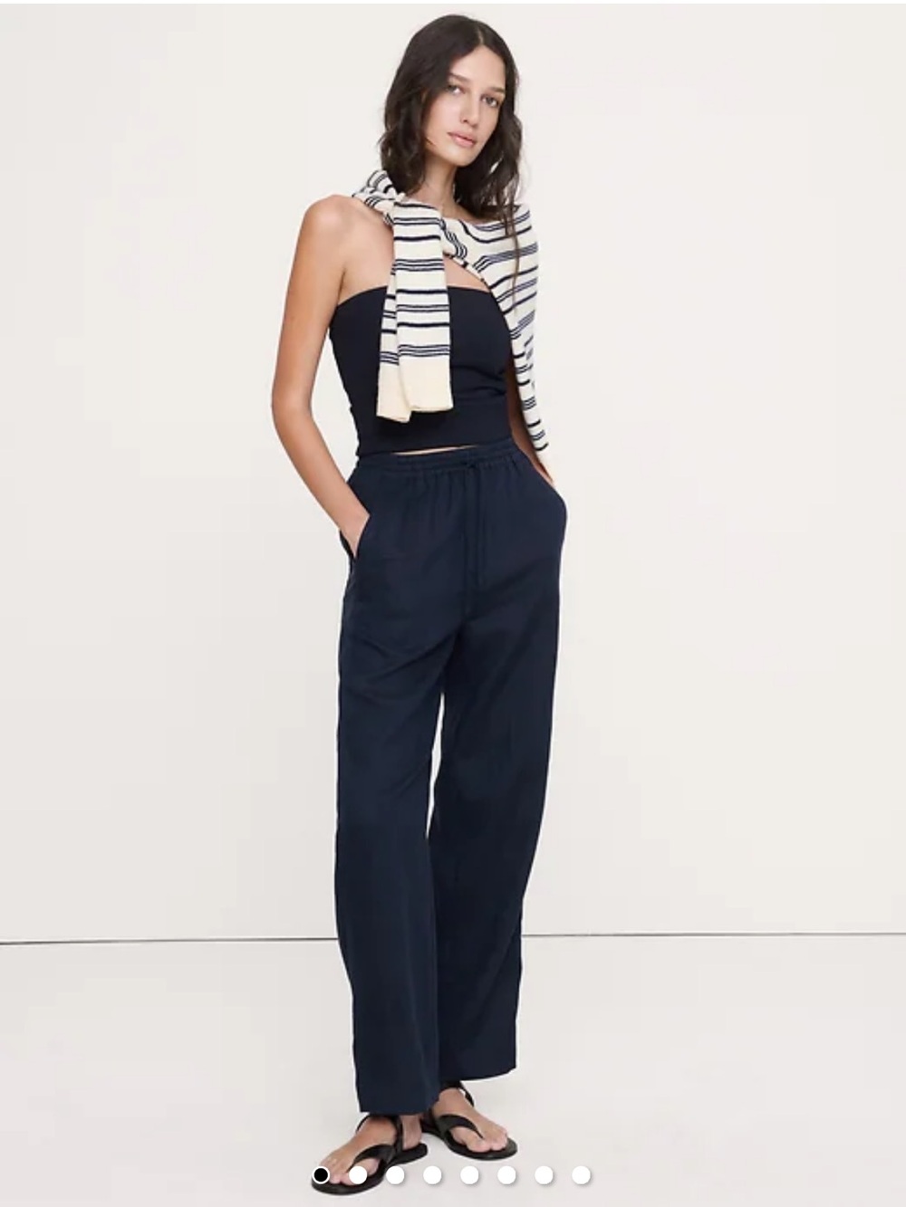 Banana Republic Tall Navy THE GETAWAY STRAIGHT-LEG PULL-ON PANT IN LINEN